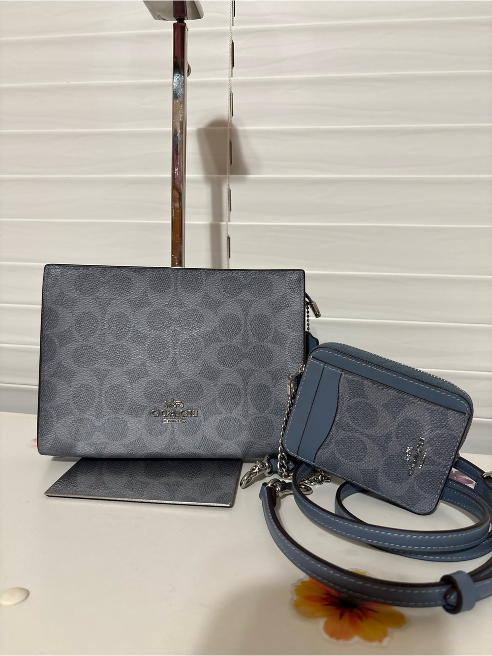 COACH Slim Crossbody Bag Set in Slate Denim